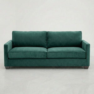 English Elm Damon Square Arm Chenille Sofa American Crafted for Classic Living Room Style Forest Green B2761P498784