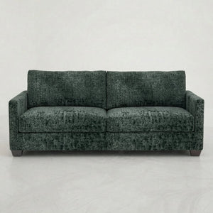 English Elm Damon Square Arm Chenille Sofa American Crafted for Classic Living Room Style Charcoal Green B2761P498785
