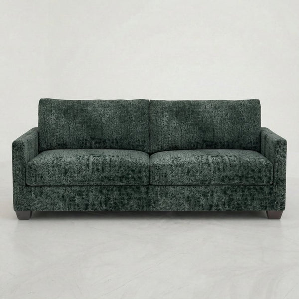 English Elm Damon Square Arm Chenille Sofa American Crafted for Classic Living Room Style Charcoal Green B2761P498785