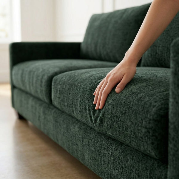 English Elm Damon Square Arm Chenille Sofa American Crafted for Classic Living Room Style Charcoal Green B2761P498785