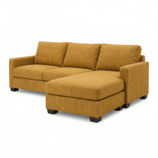 English Elm Modena L-Shaped Sectional Emerald Polyester Chaise Contemporary Living Room Sofa Yellow Hepburn Chai Tea B2761P499193