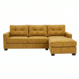 English Elm Modena L-Shaped Sectional Emerald Polyester Chaise Contemporary Living Room Sofa Yellow Hepburn Chai Tea B2761P499193