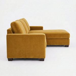 English Elm Modena L-Shaped Sectional Emerald Polyester Chaise Contemporary Living Room Sofa Yellow Hepburn Chai Tea B2761P499193
