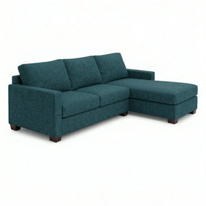 English Elm Modena L-Shaped Sectional Emerald Polyester Chaise Contemporary Living Room Sofa Hepburn Teal Blue B2761P499194