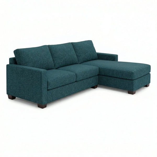 English Elm Modena L-Shaped Sectional Emerald Polyester Chaise Contemporary Living Room Sofa Hepburn Teal Blue B2761P499194