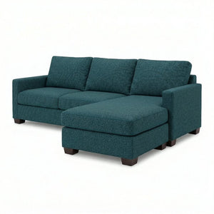 English Elm Modena L-Shaped Sectional Emerald Polyester Chaise Contemporary Living Room Sofa Hepburn Teal Blue B2761P499194