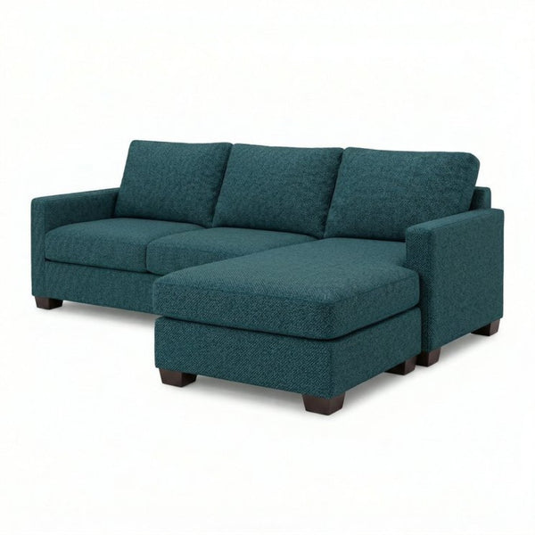 English Elm Modena L-Shaped Sectional Emerald Polyester Chaise Contemporary Living Room Sofa Hepburn Teal Blue B2761P499194