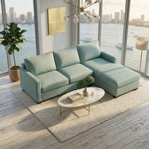 English Elm Modena L-Shaped Sectional Emerald Polyester Chaise Contemporary Living Room Sofa Leslie Robins Egg B2761P499195