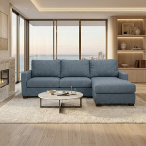 English Elm Modena L-Shaped Sectional Emerald Polyester Chaise Contemporary Living Room Sofa Leslie Peacock Slate Blue B2761P499196