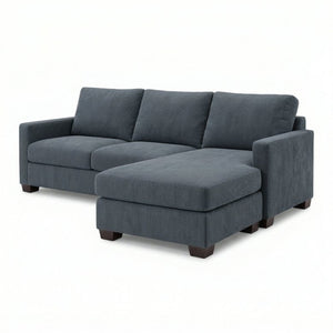 English Elm Modena L-Shaped Sectional Emerald Polyester Chaise Contemporary Living Room Sofa Leslie Peacock Slate Blue B2761P499196