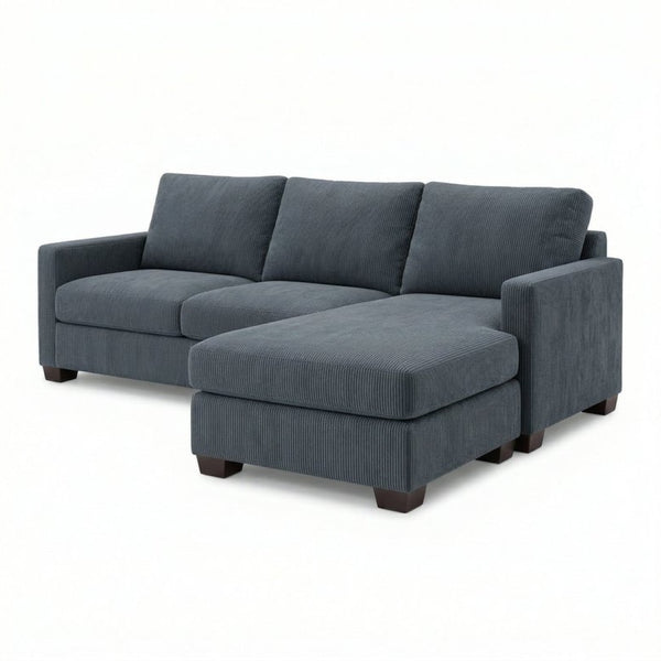 English Elm Modena L-Shaped Sectional Emerald Polyester Chaise Contemporary Living Room Sofa Leslie Peacock Slate Blue B2761P499196