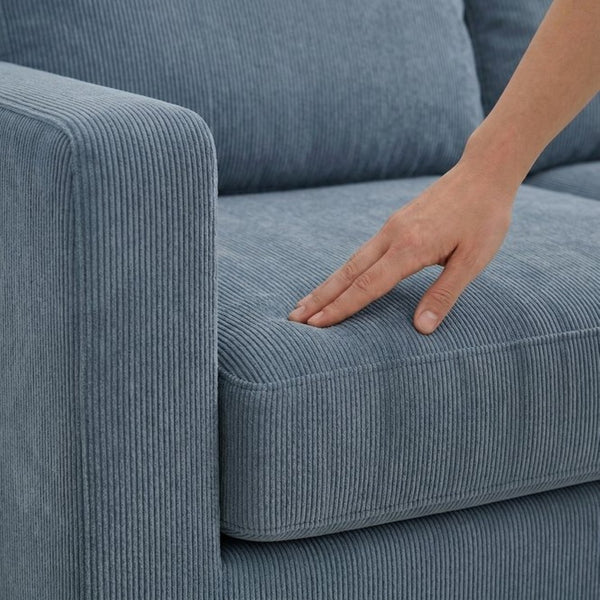 English Elm Modena L-Shaped Sectional Emerald Polyester Chaise Contemporary Living Room Sofa Leslie Peacock Slate Blue B2761P499196