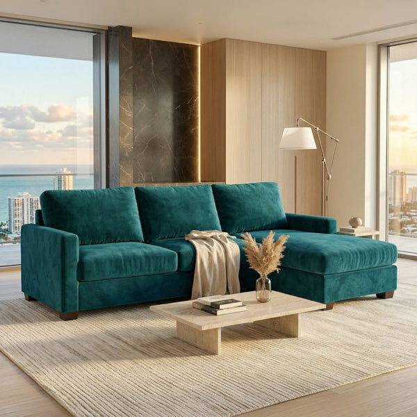 English Elm Talmadge L-shaped Chenille Sectional Handcrafted Usa Chaise Lounge Contemporary Living Room Antique Peacock B2761P499198