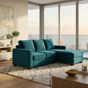 English Elm Talmadge L-shaped Chenille Sectional Handcrafted Usa Chaise Lounge Contemporary Living Room Antique Peacock B2761P499198