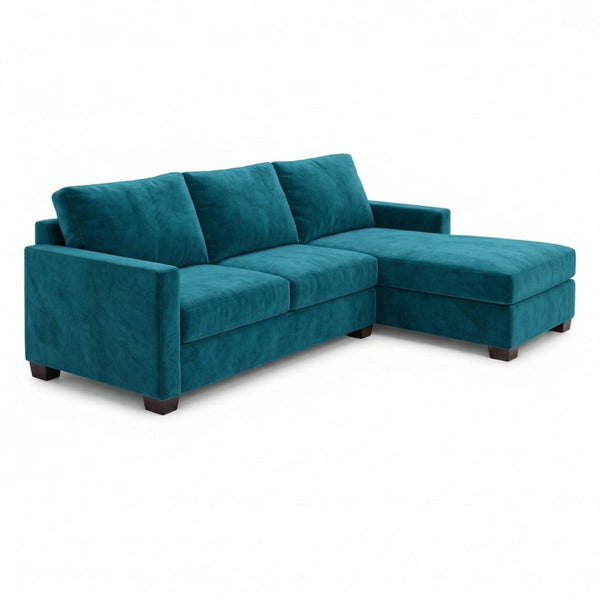 English Elm Talmadge L-shaped Chenille Sectional Handcrafted Usa Chaise Lounge Contemporary Living Room Antique Peacock B2761P499198