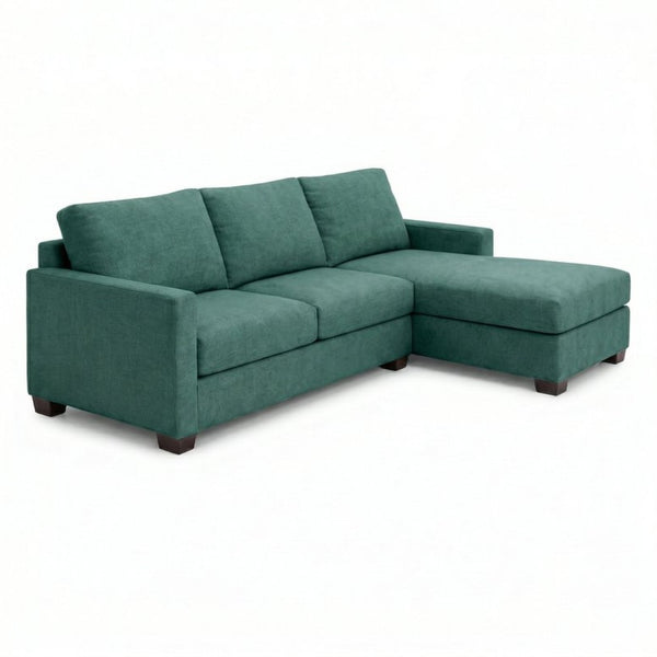 English Elm Talmadge L-shaped Chenille Sectional Handcrafted Usa Chaise Lounge Contemporary Living Room Kelly Green B2761P499199