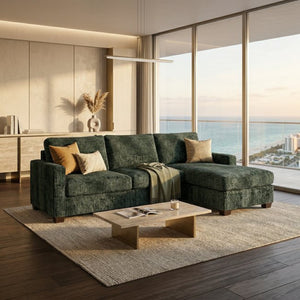 English Elm Talmadge L-shaped Chenille Sectional Handcrafted Usa Chaise Lounge Contemporary Living Room Antique Charcoal B2761P499200