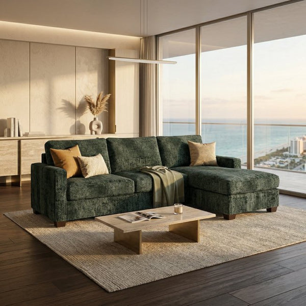 English Elm Talmadge L-shaped Chenille Sectional Handcrafted Usa Chaise Lounge Contemporary Living Room Antique Charcoal B2761P499200