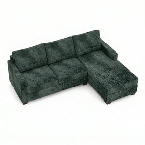 English Elm Talmadge L-shaped Chenille Sectional Handcrafted Usa Chaise Lounge Contemporary Living Room Antique Charcoal B2761P499200