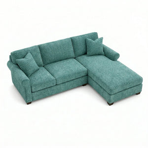 English Elm Irlanda L-Shaped Sectional with Chaise Emerald Polyester Modern Living Room Sofa Let Me Count: I-R-L-A-N-D-A(7) Space L(1)-S-H-A-P-E-D(6) S-E-C-T-I-O-N-A-L(9) W-I-T-H(4) C-H-A Hepburn Emerald B2761P499201