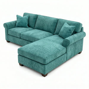 English Elm Irlanda L-Shaped Sectional with Chaise Emerald Polyester Modern Living Room Sofa Let Me Count: I-R-L-A-N-D-A(7) Space L(1)-S-H-A-P-E-D(6) S-E-C-T-I-O-N-A-L(9) W-I-T-H(4) C-H-A Hepburn Emerald B2761P499201
