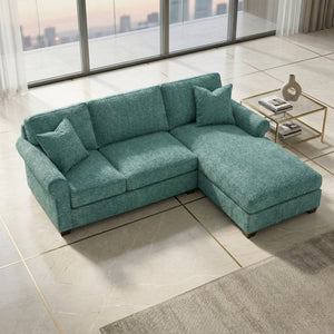 English Elm Irlanda L-Shaped Sectional with Chaise Emerald Polyester Modern Living Room Sofa Let Me Count: I-R-L-A-N-D-A(7) Space L(1)-S-H-A-P-E-D(6) S-E-C-T-I-O-N-A-L(9) W-I-T-H(4) C-H-A Hepburn Emerald B2761P499201