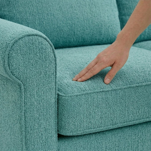 English Elm Irlanda L-Shaped Sectional with Chaise Emerald Polyester Modern Living Room Sofa Let Me Count: I-R-L-A-N-D-A(7) Space L(1)-S-H-A-P-E-D(6) S-E-C-T-I-O-N-A-L(9) W-I-T-H(4) C-H-A Hepburn Emerald B2761P499201