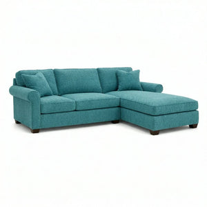 English Elm Irlanda L-Shaped Sectional with Chaise Emerald Polyester Modern Living Room Sofa Let Me Count: I-R-L-A-N-D-A(7) Space L(1)-S-H-A-P-E-D(6) S-E-C-T-I-O-N-A-L(9) W-I-T-H(4) C-H-A Hepburn Emerald B2761P499201