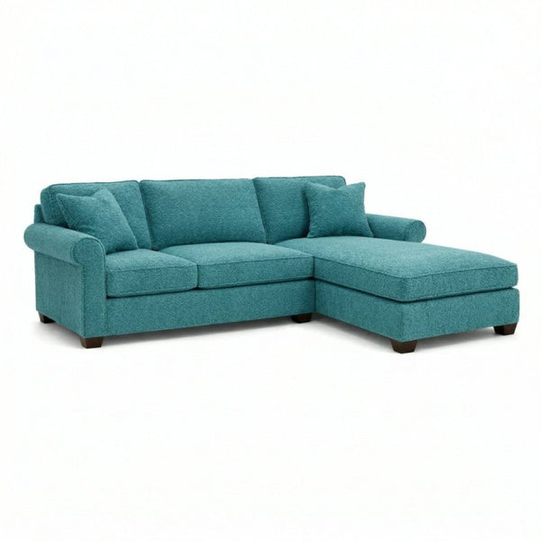 English Elm Irlanda L-Shaped Sectional with Chaise Emerald Polyester Modern Living Room Sofa Let Me Count: I-R-L-A-N-D-A(7) Space L(1)-S-H-A-P-E-D(6) S-E-C-T-I-O-N-A-L(9) W-I-T-H(4) C-H-A Hepburn Emerald B2761P499201