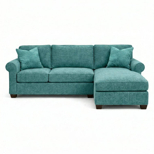 English Elm Irlanda L-Shaped Sectional with Chaise Emerald Polyester Modern Living Room Sofa Let Me Count: I-R-L-A-N-D-A(7) Space L(1)-S-H-A-P-E-D(6) S-E-C-T-I-O-N-A-L(9) W-I-T-H(4) C-H-A Hepburn Emerald B2761P499201