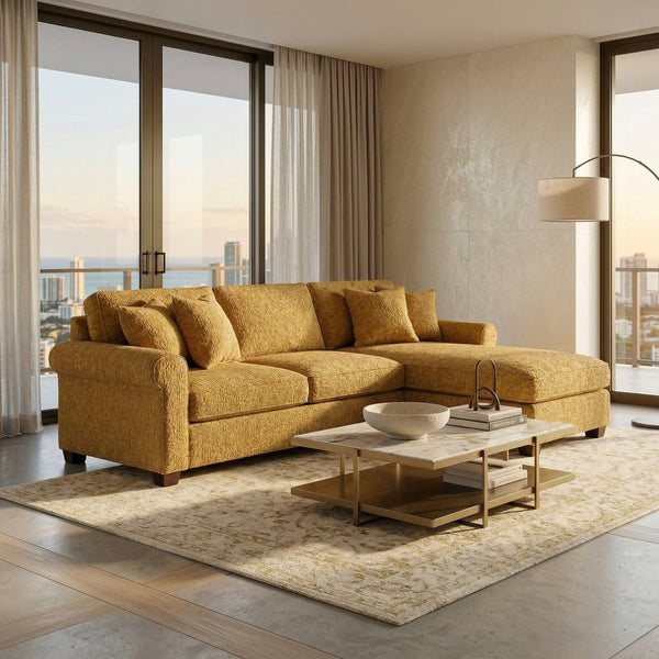 English Elm Irlanda L-Shaped Sectional with Chaise Emerald Polyester Modern Living Room Sofa Let Me Count: I-R-L-A-N-D-A(7) Space L(1)-S-H-A-P-E-D(6) S-E-C-T-I-O-N-A-L(9) W-I-T-H(4) C-H-A Hepburn Chai Tea B2761P499202