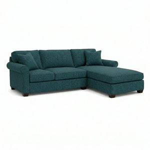 English Elm Irlanda L-Shaped Sectional with Chaise Emerald Polyester Modern Living Room Sofa Let Me Count: I-R-L-A-N-D-A(7) Space L(1)-S-H-A-P-E-D(6) S-E-C-T-I-O-N-A-L(9) W-I-T-H(4) C-H-A Hepburn Teal B2761P499203