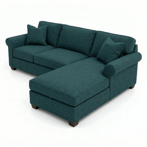 English Elm Irlanda L-Shaped Sectional with Chaise Emerald Polyester Modern Living Room Sofa Let Me Count: I-R-L-A-N-D-A(7) Space L(1)-S-H-A-P-E-D(6) S-E-C-T-I-O-N-A-L(9) W-I-T-H(4) C-H-A Hepburn Teal B2761P499203