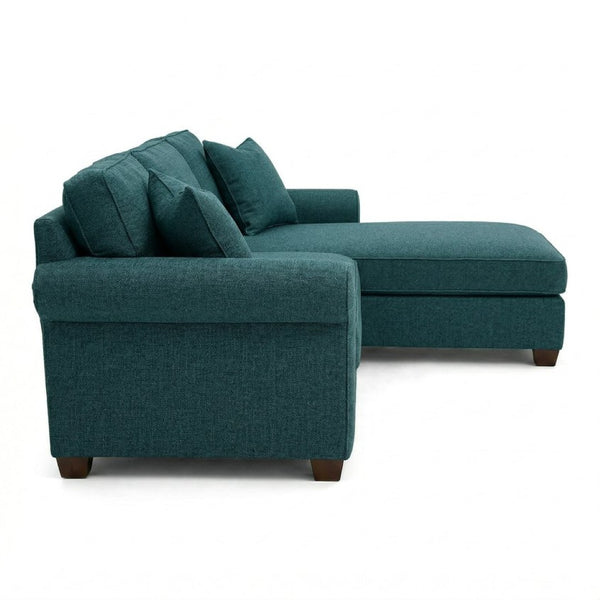 English Elm Irlanda L-Shaped Sectional with Chaise Emerald Polyester Modern Living Room Sofa Let Me Count: I-R-L-A-N-D-A(7) Space L(1)-S-H-A-P-E-D(6) S-E-C-T-I-O-N-A-L(9) W-I-T-H(4) C-H-A Hepburn Teal B2761P499203