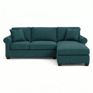 English Elm Irlanda L-Shaped Sectional with Chaise Emerald Polyester Modern Living Room Sofa Let Me Count: I-R-L-A-N-D-A(7) Space L(1)-S-H-A-P-E-D(6) S-E-C-T-I-O-N-A-L(9) W-I-T-H(4) C-H-A Hepburn Teal B2761P499203