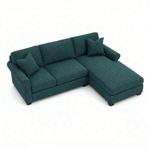 English Elm Irlanda L-Shaped Sectional with Chaise Emerald Polyester Modern Living Room Sofa Let Me Count: I-R-L-A-N-D-A(7) Space L(1)-S-H-A-P-E-D(6) S-E-C-T-I-O-N-A-L(9) W-I-T-H(4) C-H-A Hepburn Teal B2761P499203