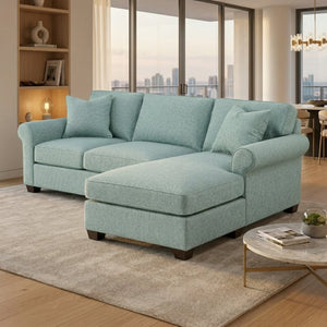 English Elm Irlanda L-Shaped Sectional with Chaise Emerald Polyester Modern Living Room Sofa Let Me Count: I-R-L-A-N-D-A(7) Space L(1)-S-H-A-P-E-D(6) S-E-C-T-I-O-N-A-L(9) W-I-T-H(4) C-H-A Leslie Robins Egg B2761P499204