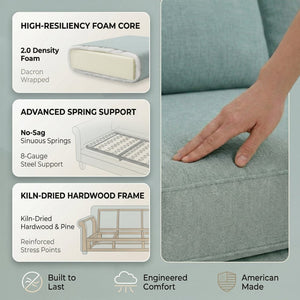 English Elm Irlanda L-Shaped Sectional with Chaise Emerald Polyester Modern Living Room Sofa Let Me Count: I-R-L-A-N-D-A(7) Space L(1)-S-H-A-P-E-D(6) S-E-C-T-I-O-N-A-L(9) W-I-T-H(4) C-H-A Leslie Robins Egg B2761P499204