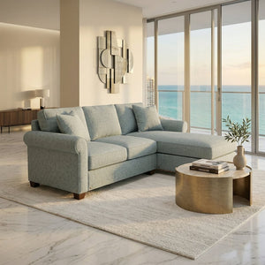 English Elm Irlanda L-Shaped Sectional with Chaise Emerald Polyester Modern Living Room Sofa Let Me Count: I-R-L-A-N-D-A(7) Space L(1)-S-H-A-P-E-D(6) S-E-C-T-I-O-N-A-L(9) W-I-T-H(4) C-H-A Leslie Robins Egg B2761P499204