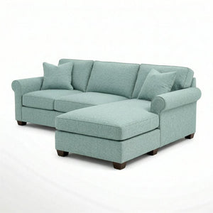 English Elm Irlanda L-Shaped Sectional with Chaise Emerald Polyester Modern Living Room Sofa Let Me Count: I-R-L-A-N-D-A(7) Space L(1)-S-H-A-P-E-D(6) S-E-C-T-I-O-N-A-L(9) W-I-T-H(4) C-H-A Leslie Robins Egg B2761P499204