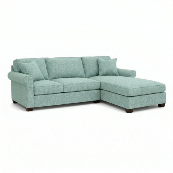 English Elm Irlanda L-Shaped Sectional with Chaise Emerald Polyester Modern Living Room Sofa Let Me Count: I-R-L-A-N-D-A(7) Space L(1)-S-H-A-P-E-D(6) S-E-C-T-I-O-N-A-L(9) W-I-T-H(4) C-H-A Leslie Robins Egg B2761P499204