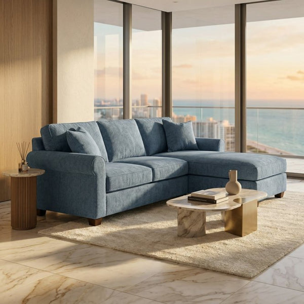 English Elm Irlanda L-Shaped Sectional with Chaise Emerald Polyester Modern Living Room Sofa Let Me Count: I-R-L-A-N-D-A(7) Space L(1)-S-H-A-P-E-D(6) S-E-C-T-I-O-N-A-L(9) W-I-T-H(4) C-H-A Leslie Peacock Slate Blue B2761P499205