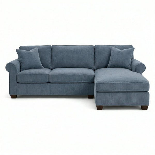 English Elm Irlanda L-Shaped Sectional with Chaise Emerald Polyester Modern Living Room Sofa Let Me Count: I-R-L-A-N-D-A(7) Space L(1)-S-H-A-P-E-D(6) S-E-C-T-I-O-N-A-L(9) W-I-T-H(4) C-H-A Leslie Peacock Slate Blue B2761P499205