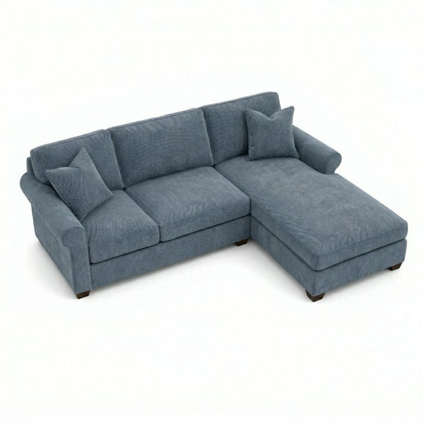 English Elm Irlanda L-Shaped Sectional with Chaise Emerald Polyester Modern Living Room Sofa Let Me Count: I-R-L-A-N-D-A(7) Space L(1)-S-H-A-P-E-D(6) S-E-C-T-I-O-N-A-L(9) W-I-T-H(4) C-H-A Leslie Peacock Slate Blue B2761P499205