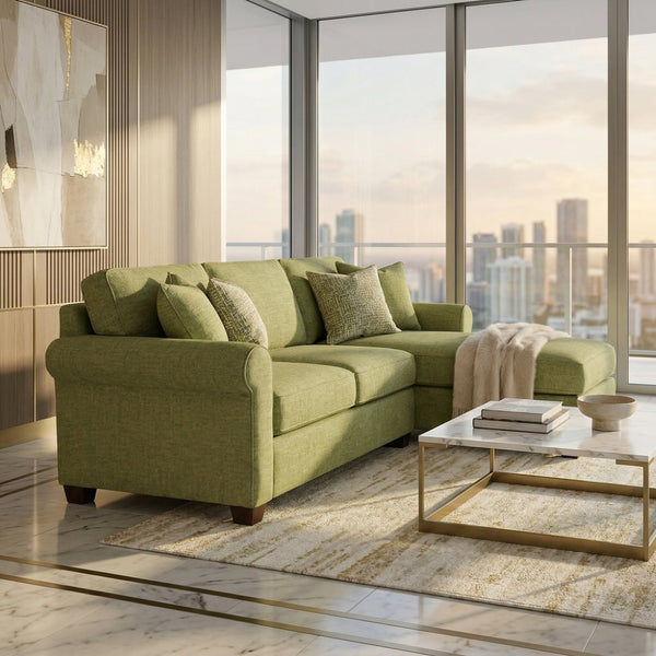 English Elm Irlanda L-Shaped Sectional with Chaise Emerald Polyester Modern Living Room Sofa Let Me Count: I-R-L-A-N-D-A(7) Space L(1)-S-H-A-P-E-D(6) S-E-C-T-I-O-N-A-L(9) W-I-T-H(4) C-H-A Notion Appletini B2761P499206
