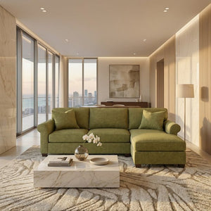 English Elm Irlanda L-Shaped Sectional with Chaise Emerald Polyester Modern Living Room Sofa Let Me Count: I-R-L-A-N-D-A(7) Space L(1)-S-H-A-P-E-D(6) S-E-C-T-I-O-N-A-L(9) W-I-T-H(4) C-H-A Notion Appletini B2761P499206