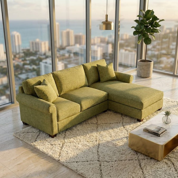 English Elm Irlanda L-Shaped Sectional with Chaise Emerald Polyester Modern Living Room Sofa Let Me Count: I-R-L-A-N-D-A(7) Space L(1)-S-H-A-P-E-D(6) S-E-C-T-I-O-N-A-L(9) W-I-T-H(4) C-H-A Notion Appletini B2761P499206