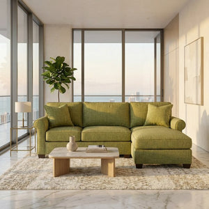 English Elm Irlanda L-Shaped Sectional with Chaise Emerald Polyester Modern Living Room Sofa Let Me Count: I-R-L-A-N-D-A(7) Space L(1)-S-H-A-P-E-D(6) S-E-C-T-I-O-N-A-L(9) W-I-T-H(4) C-H-A Notion Appletini B2761P499206