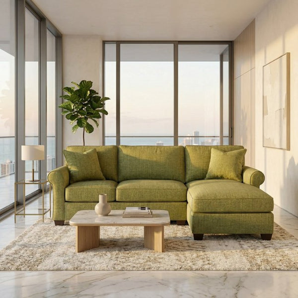 English Elm Irlanda L-Shaped Sectional with Chaise Emerald Polyester Modern Living Room Sofa Let Me Count: I-R-L-A-N-D-A(7) Space L(1)-S-H-A-P-E-D(6) S-E-C-T-I-O-N-A-L(9) W-I-T-H(4) C-H-A Notion Appletini B2761P499206