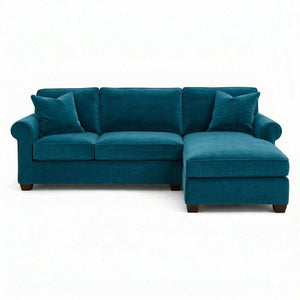 English Elm Talmadge L-shaped Chenille Sectional Handcrafted Usa Chaise Lounge Contemporary Living Room Antique Peacock (Peacock Blue) B2761P499207